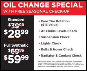 oil change special with free seasonal check up